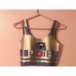 Poprageous Blue Robot Crop Top